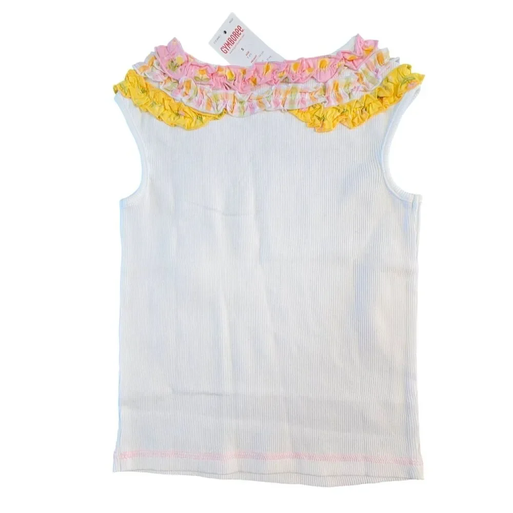 Vintage Gymboree Sunflower Fields Summer Outfit Size 5 Pink Skirt White Tank New